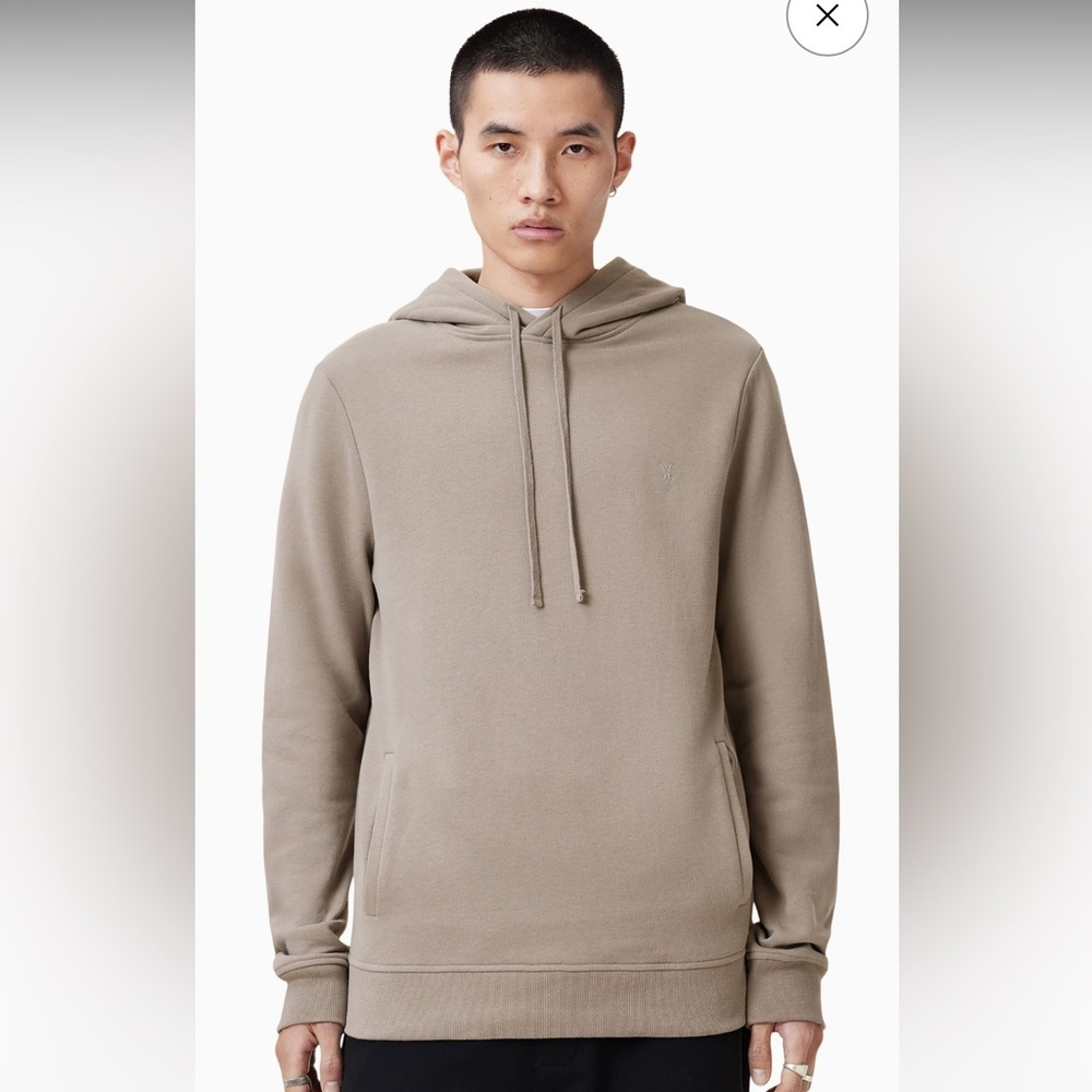 AllSaints Men's Raven OTH Hoodie Stone/Taupe Size Small MEN/UNISEX